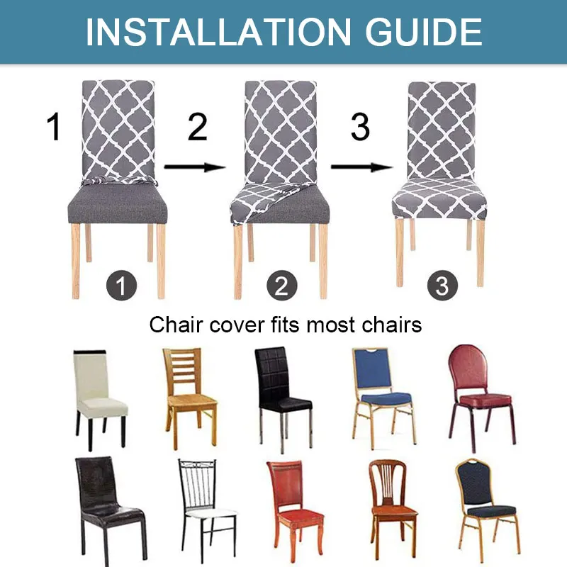 1/2/4/6 PCS Waterproof Jacquard Chair Covers Stretch Dining Chair Slipcover For Kitchen Hotel Wedding Banquet Office Anti Dirty - Image 4