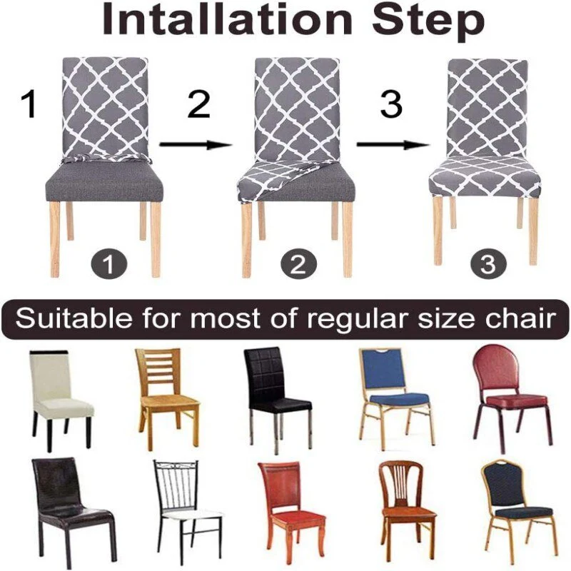 1/2/4/6Pcs Elastic Seat Chair Covers Jacquard Spandex Dining Chair Cover Living Room Dining Room Waterproof Elastic Seat Cover - Image 3
