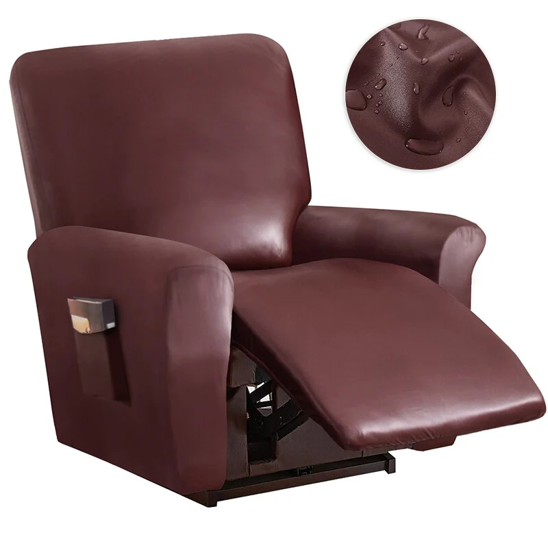 1 2 Seat Waterproof Leather Recliner Sofa Cover PU Leather Armchair Cover Lazy Boy Chair Cover Elastic Single Sofa Slipcover - Image 11