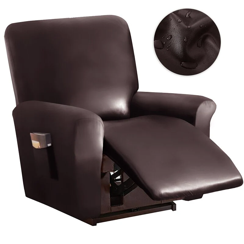 1 2 Seat Waterproof Leather Recliner Sofa Cover PU Leather Armchair Cover Lazy Boy Chair Cover Elastic Single Sofa Slipcover - Image 9