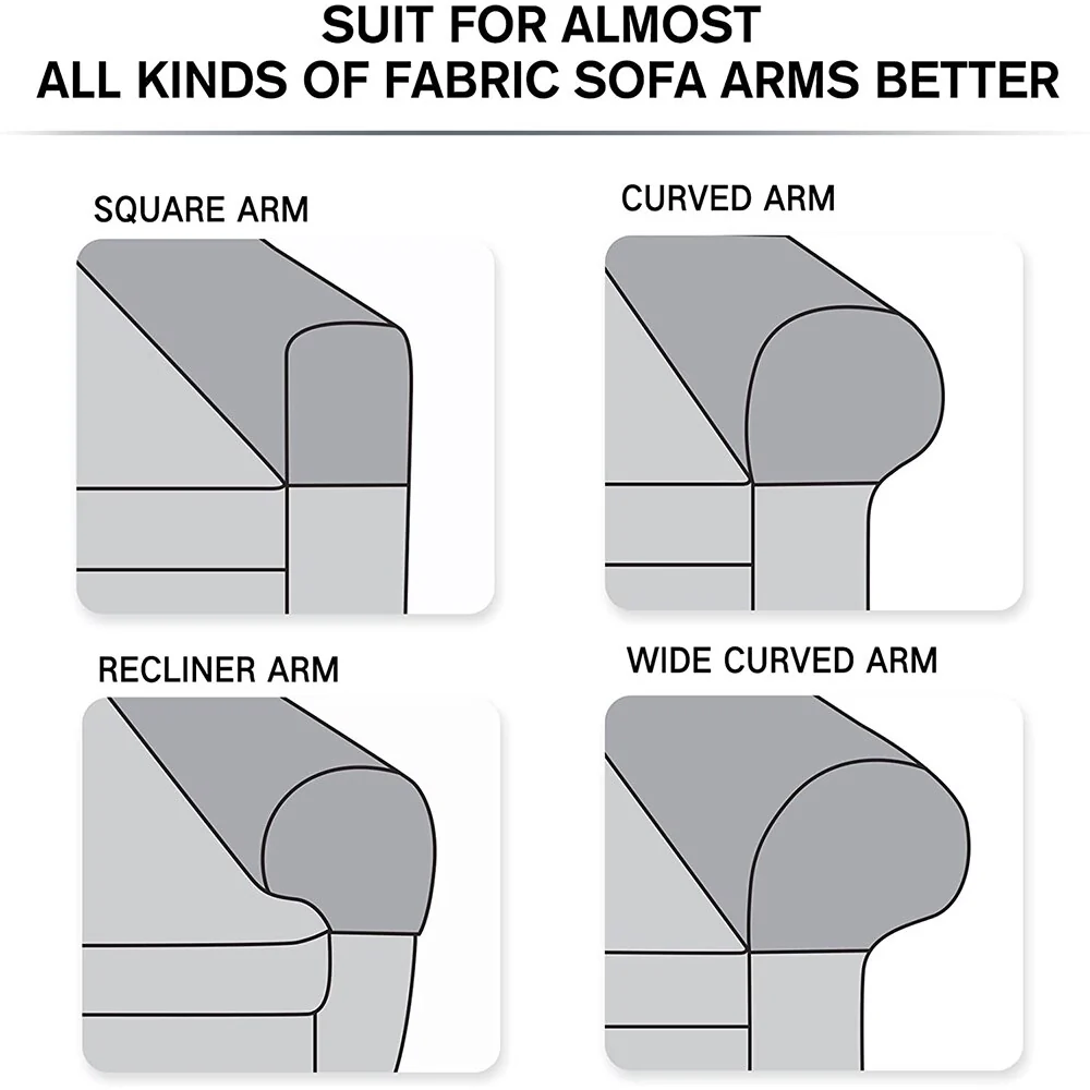 1 Pair Stretch Armrest Covers Set Chair Sofa Arm Protectors Armchair Covers Solid Couch Cover Removable Elastic Loveseat Sover - Image 3