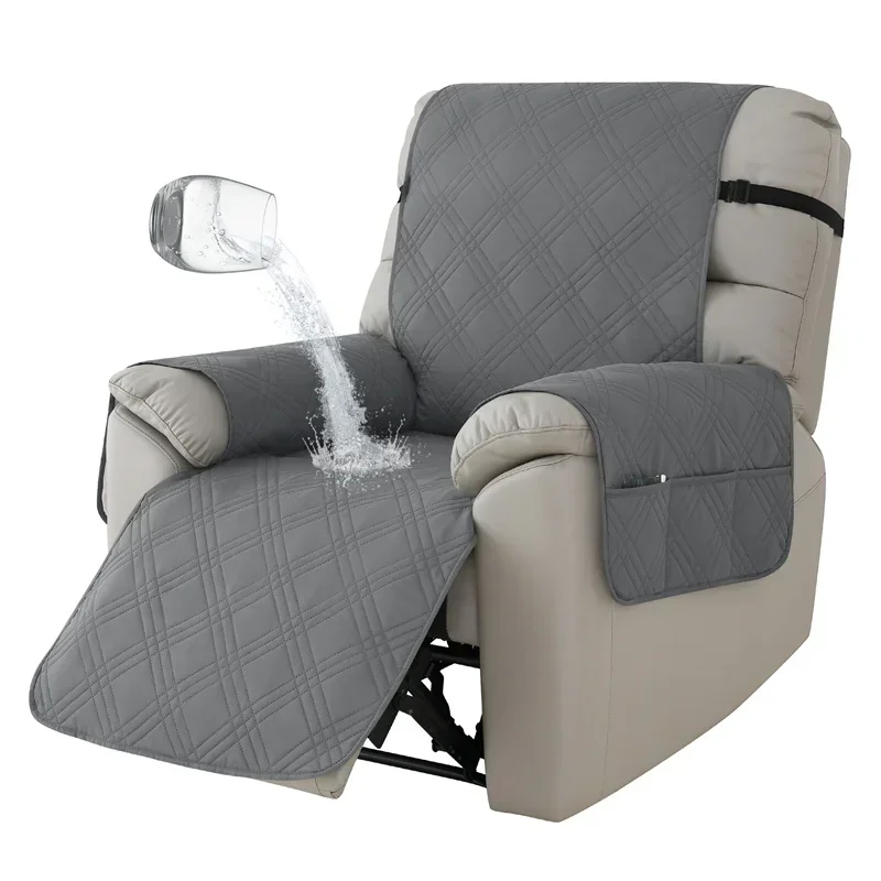 1 Seater Waterproof Recliner Chair Cover Solid Color Quilted Armchair Slipcover Pet Kids Accent Couch For Living Room Hotel Home - Image 11