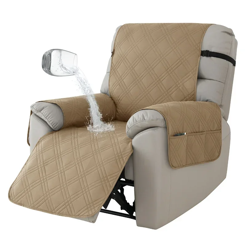1 Seater Waterproof Recliner Chair Cover Solid Color Quilted Armchair Slipcover Pet Kids Accent Couch For Living Room Hotel Home - Image 12