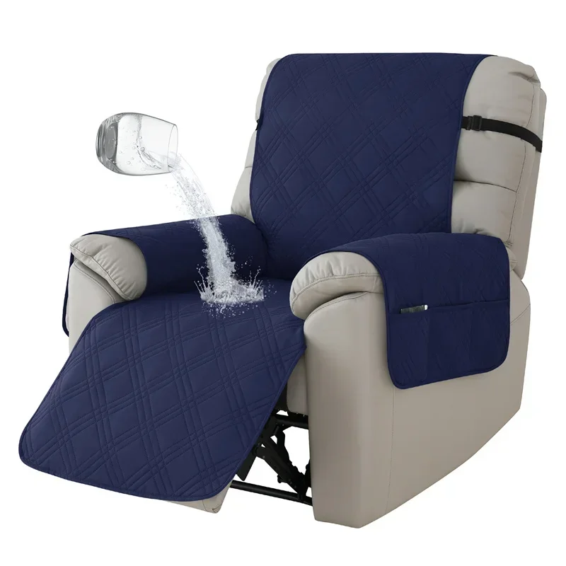 1 Seater Waterproof Recliner Chair Cover Solid Color Quilted Armchair Slipcover Pet Kids Accent Couch For Living Room Hotel Home - Image 14