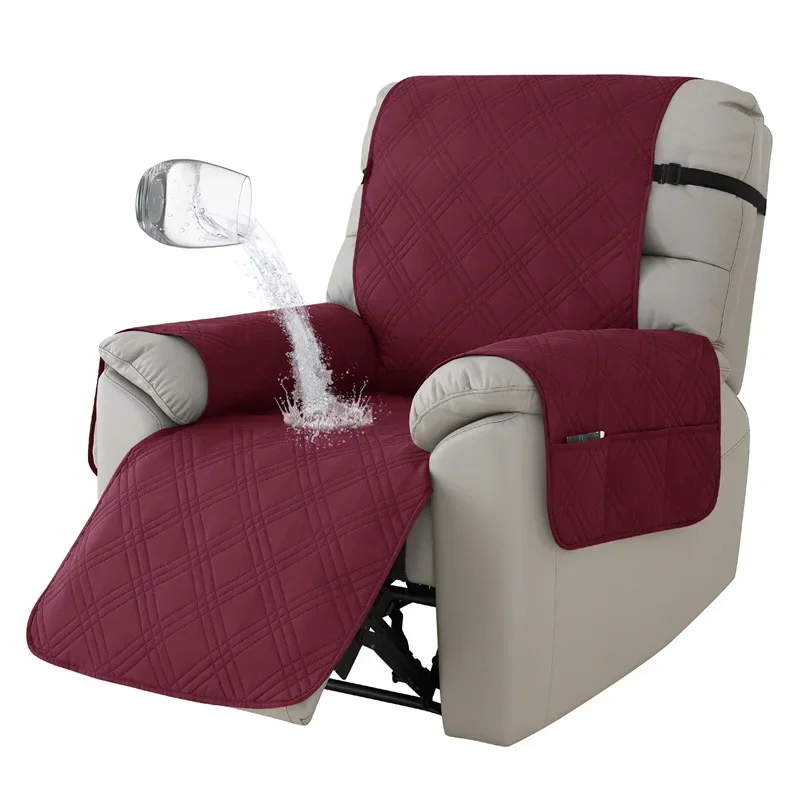 1 Seater Waterproof Recliner Chair Cover Solid Color Quilted Armchair Slipcover Pet Kids Accent Couch For Living Room Hotel Home - Image 7