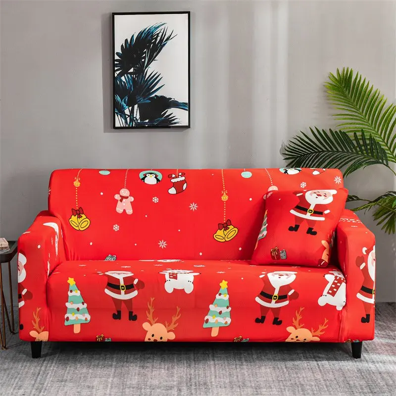 2025 Christmas Sofa Covers Printed Sofa Cover for Living Room Elastic Slipcover All-inclusive Couch Cover Furniture Protector - Image 3