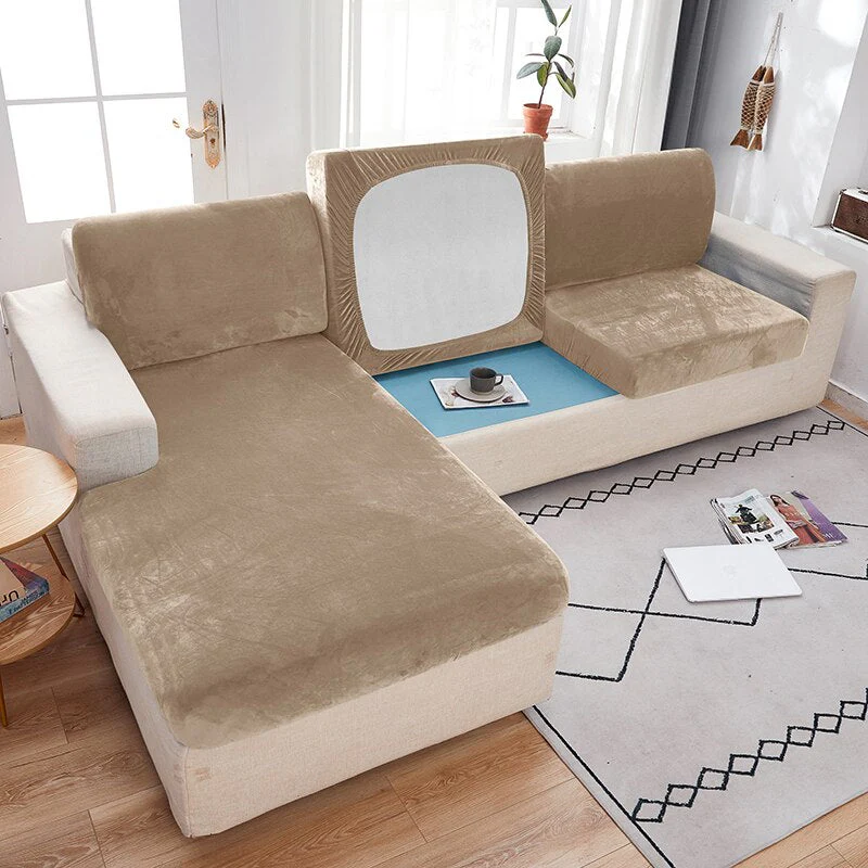 2025 Velvet Sofa Seat Cushion Covers For Living Room Plush Sofa Cushion Covers Soft Stretch Sofas Couch Slipcover - Image 5