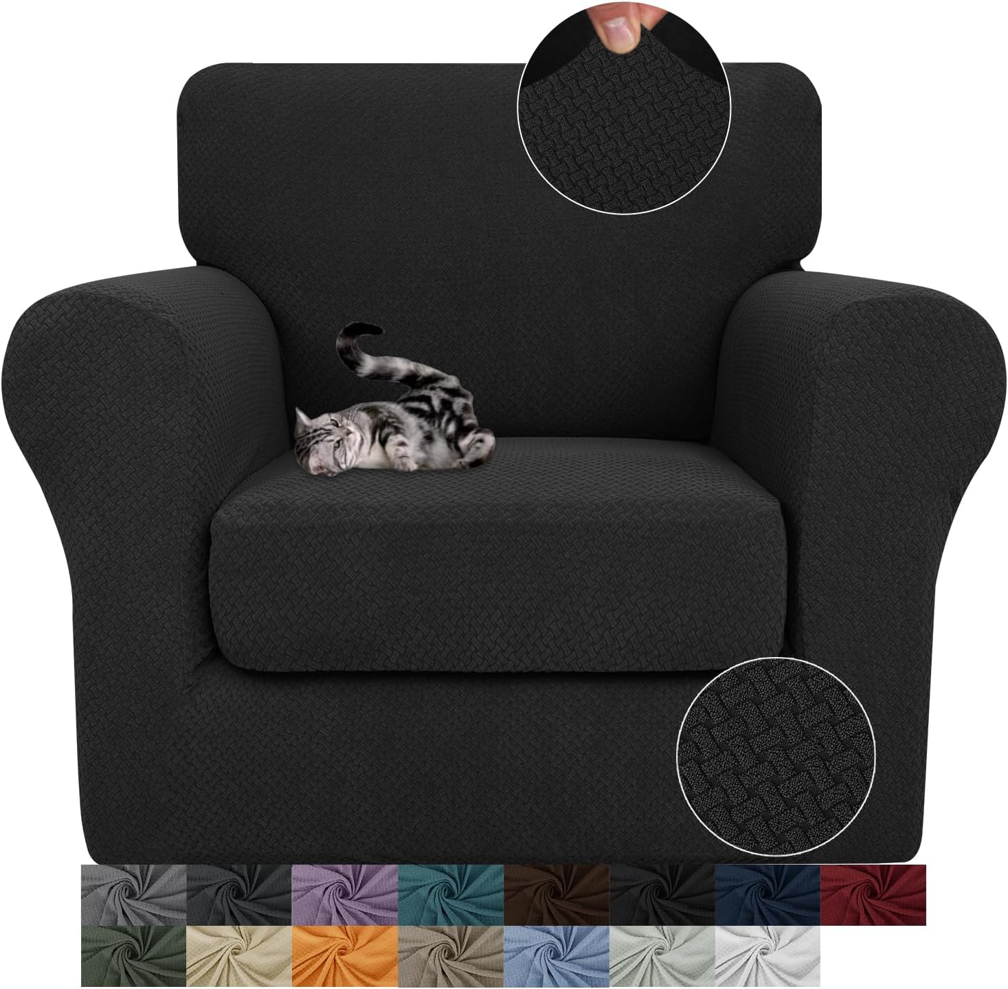 3 Pieces Stretch Couch Covers for 2 Cushion Couch Fitted Thick Loveseat Sofa Slipcover with 2 Seat Cushion Covers for Pet Dogs - Image 19
