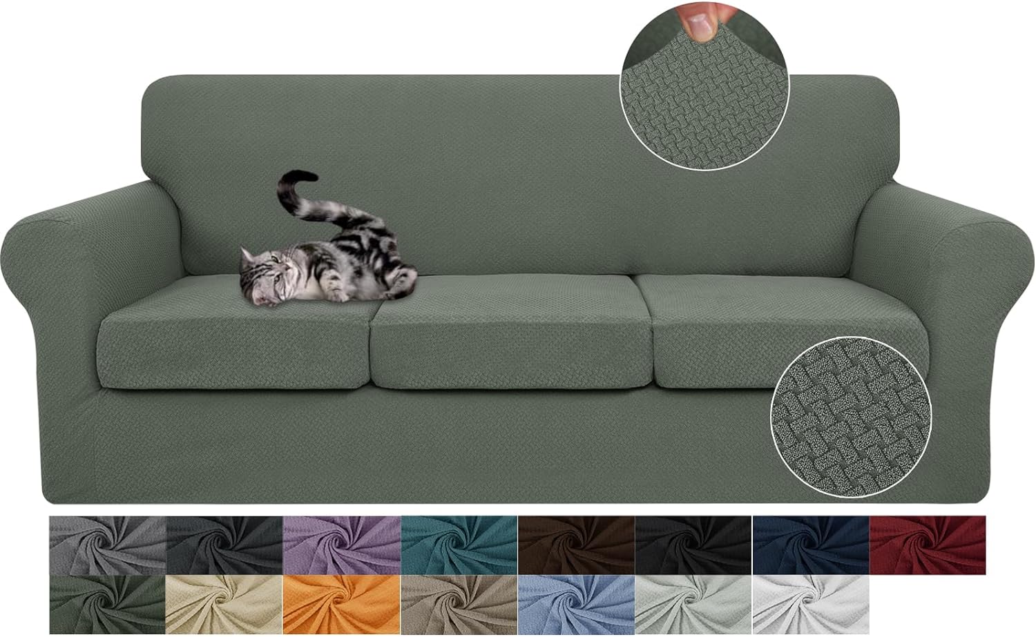 3 Pieces Stretch Couch Covers for 2 Cushion Couch Fitted Thick Loveseat Sofa Slipcover with 2 Seat Cushion Covers for Pet Dogs - Image 25