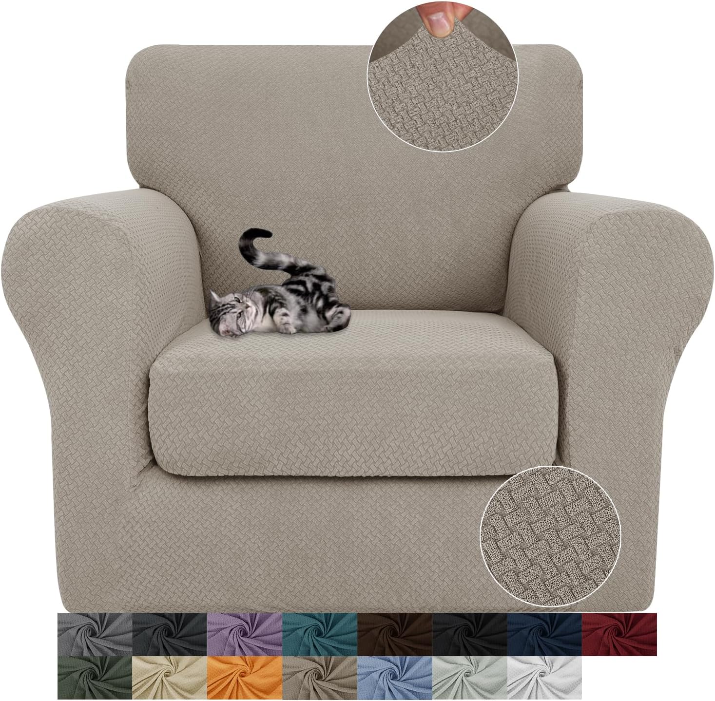 3 Pieces Stretch Couch Covers for 2 Cushion Couch Fitted Thick Loveseat Sofa Slipcover with 2 Seat Cushion Covers for Pet Dogs - Image 27