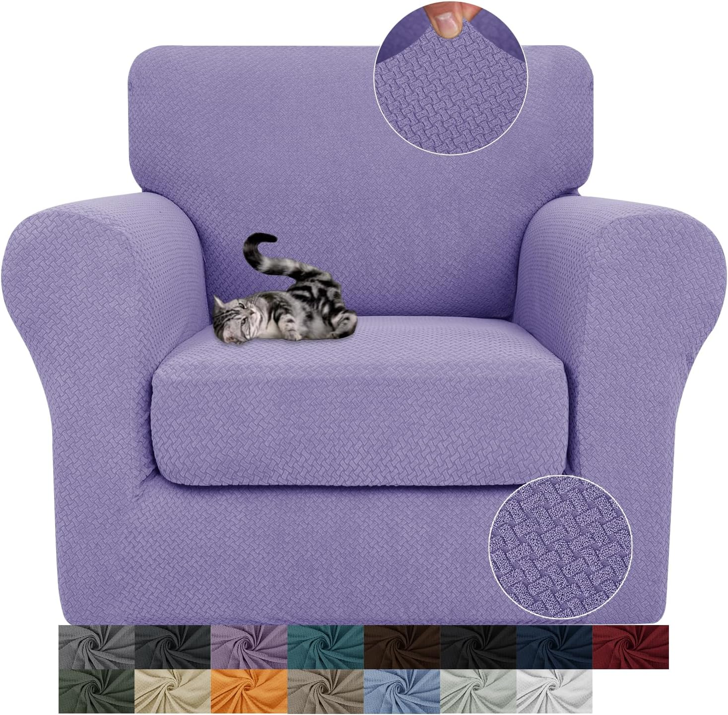 3 Pieces Stretch Couch Covers for 2 Cushion Couch Fitted Thick Loveseat Sofa Slipcover with 2 Seat Cushion Covers for Pet Dogs - Image 56