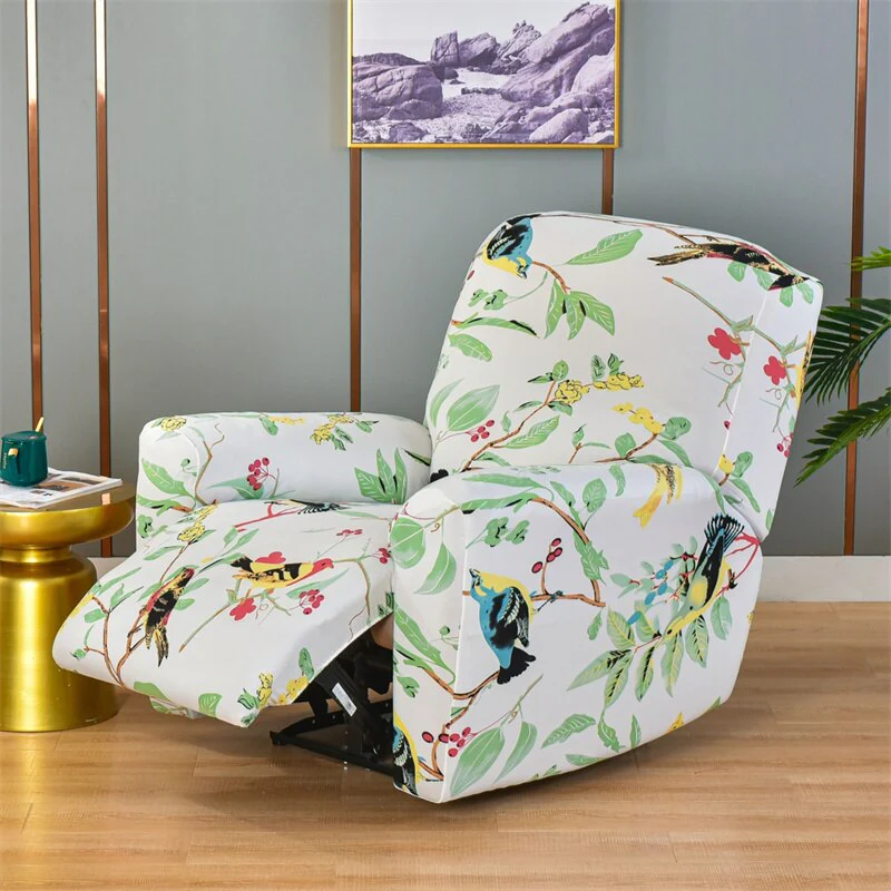 4 Pieces Flower Recliner Sofa Cover Elastic Reclining Chair Cover for Living Room Lazy Boy Relax Armchair Protector Slipcovers Recliner Sofa Cover - Image 14