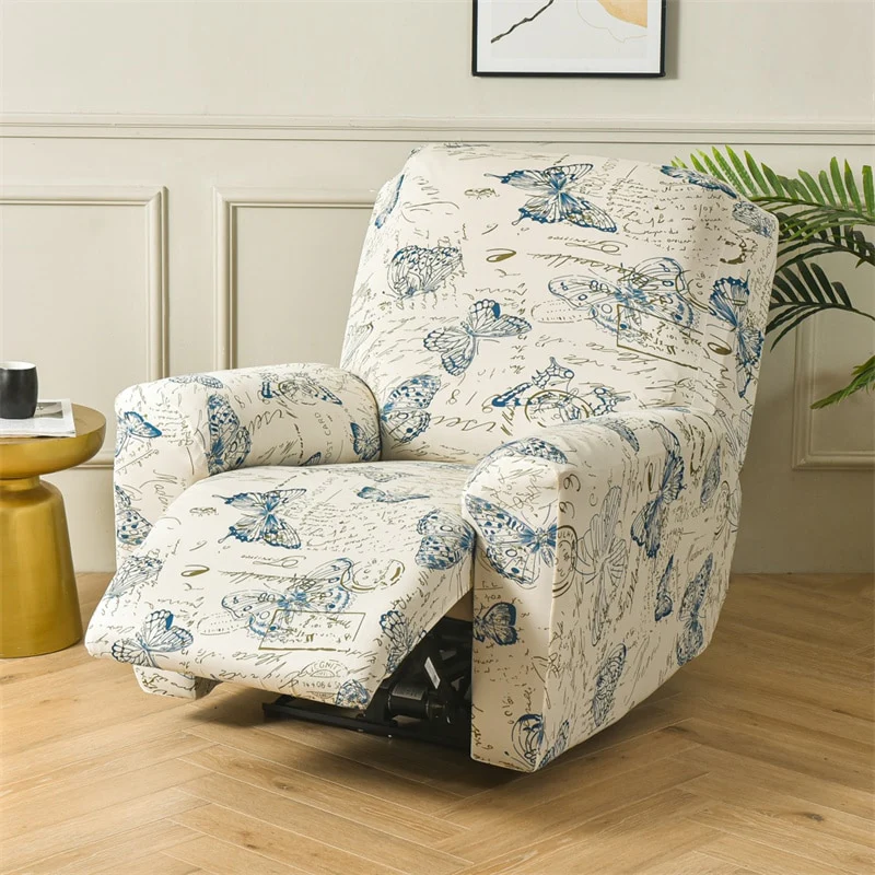 4 Pieces Flower Recliner Sofa Cover Elastic Reclining Chair Cover for Living Room Lazy Boy Relax Armchair Protector Slipcovers Recliner Sofa Cover - Image 18