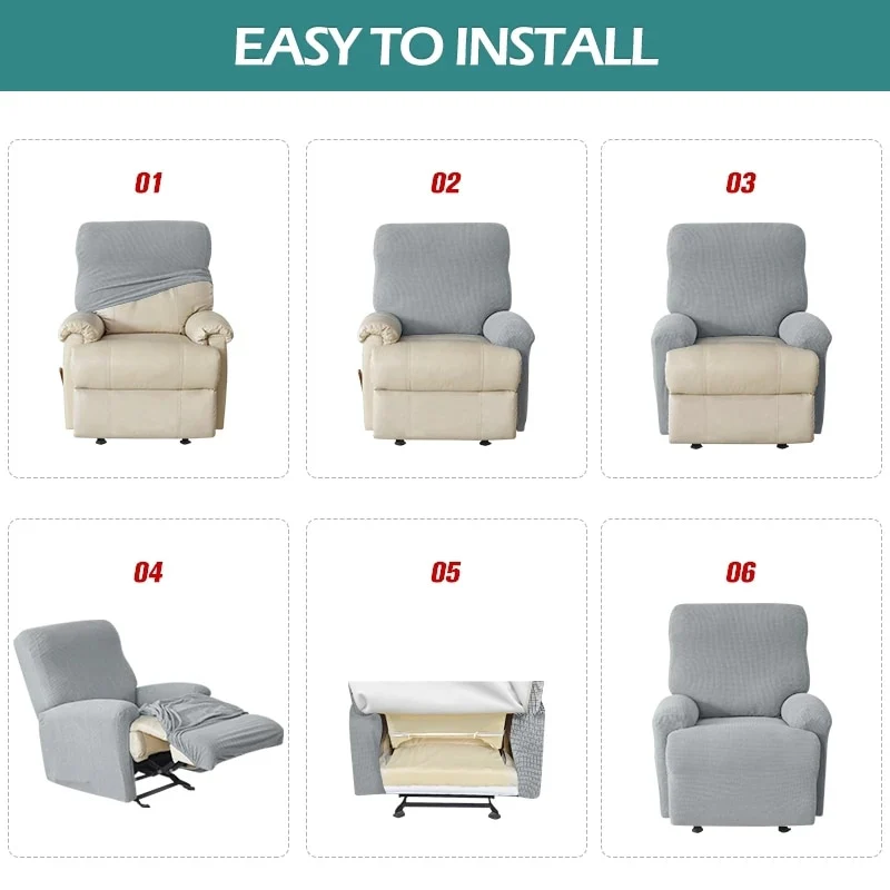 4 pieces Waterproof Recliner Sofa Cover for Living Room Elastic Reclining Chair Cover Protection Lazy Boy Relax Armchair Cover - Image 3