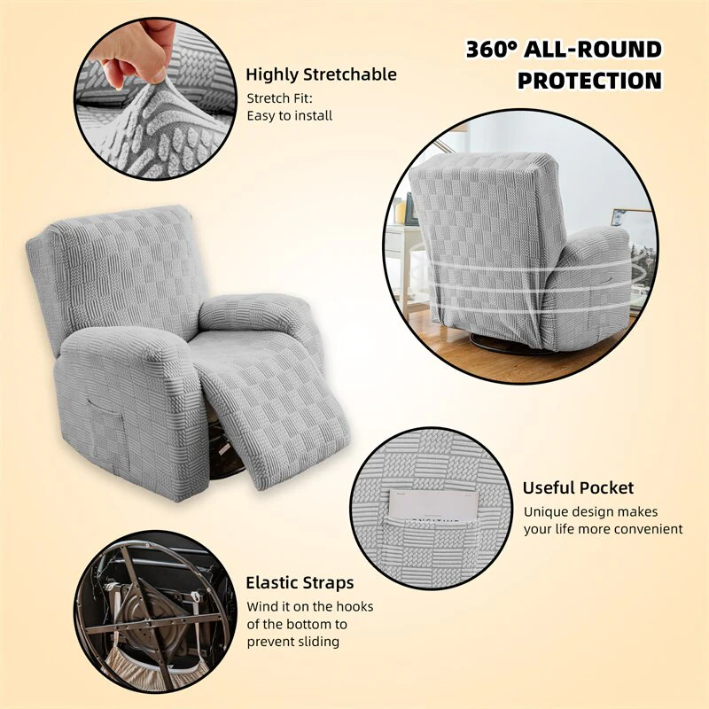 4Pcs Split Luxury Thicken Recliner Chair Cover Elastic Jacquard Single Sofa Covers Lazy Boy Chair Slipcovers Stretch Armchair Protector - Image 4