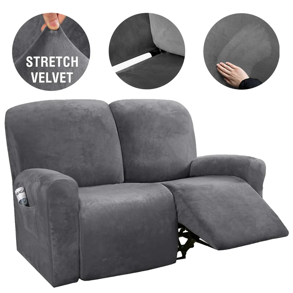 6Pcs/Set Velvet Recliner Sofa Covers Velvet Stretch High Grade Reclining Couch Covers For 2 Cushion Sofa Home Decor Covers Fit Soft Washable - Image 11