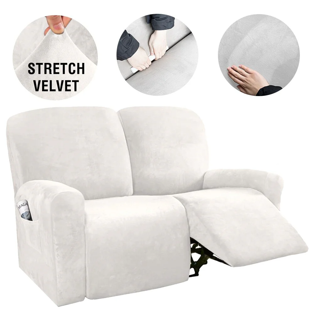 6Pcs/Set Velvet Recliner Sofa Covers Velvet Stretch High Grade Reclining Couch Covers For 2 Cushion Sofa Home Decor Covers Fit Soft Washable - Image 14