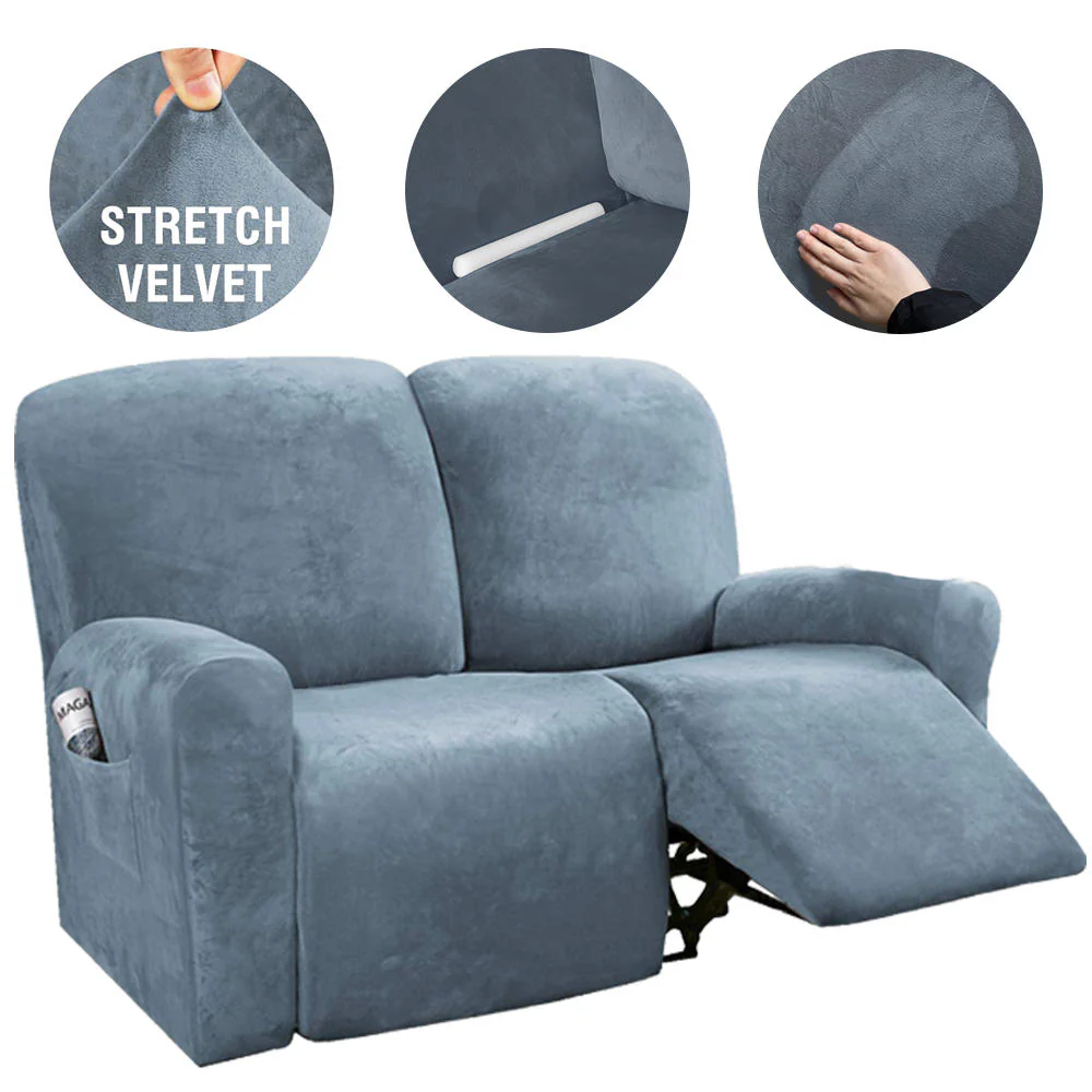 6Pcs/Set Velvet Recliner Sofa Covers Velvet Stretch High Grade Reclining Couch Covers For 2 Cushion Sofa Home Decor Covers Fit Soft Washable - Image 16