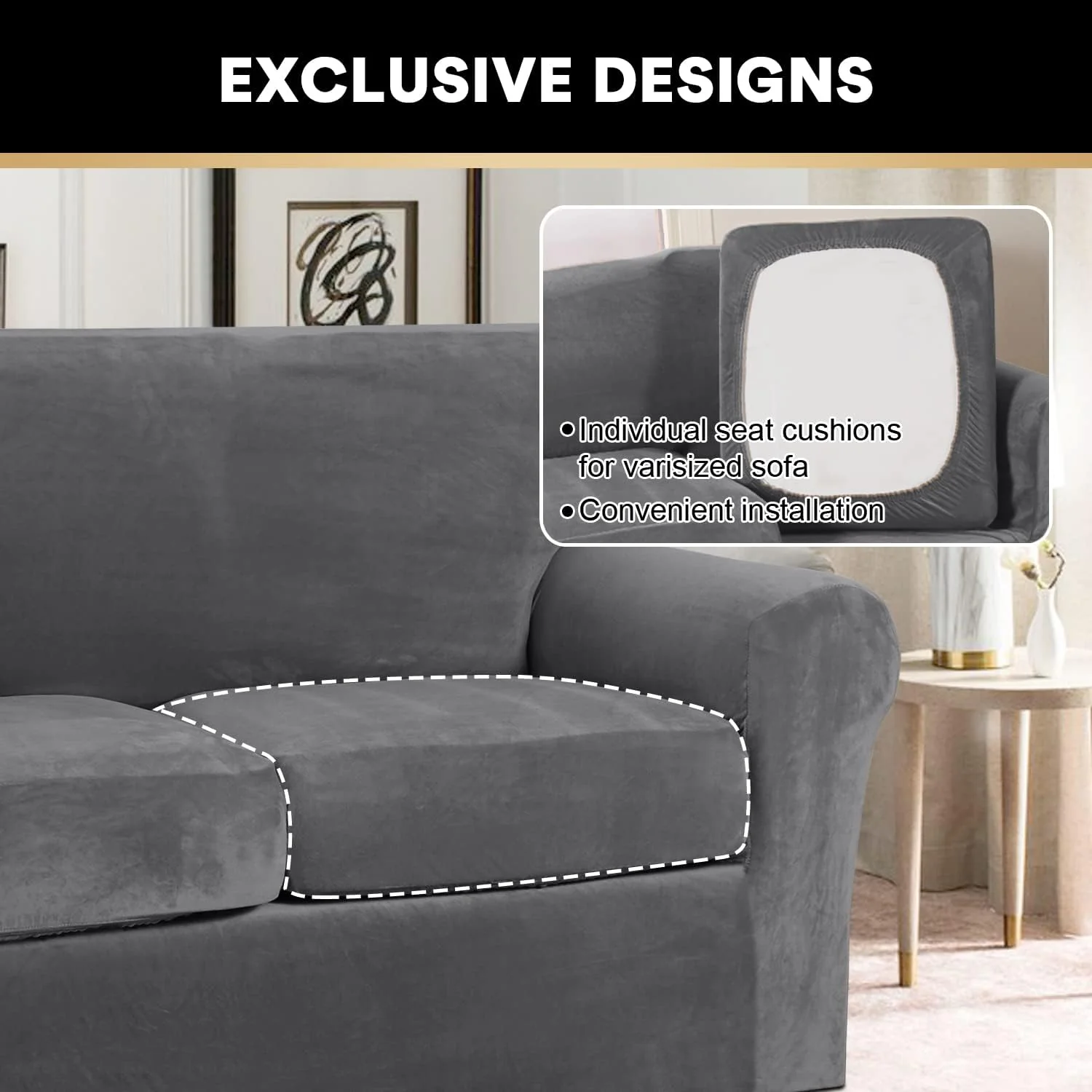 Best Real Velvet Stretch Sofa Covers 2025 New Stretch Velvet Couch Covers for Cushion Sofa Slipcovers Soft Sofa Slip Covers Furniture Covers - Image 9