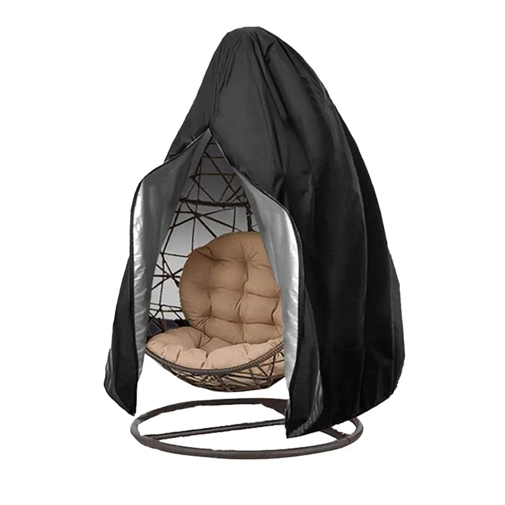 Black Patio Chair Cover Egg Swing Chair Waterproof Dust Cover Protector with Zipper Protective Case Outdoor Hanging Chair Cover - Image 8