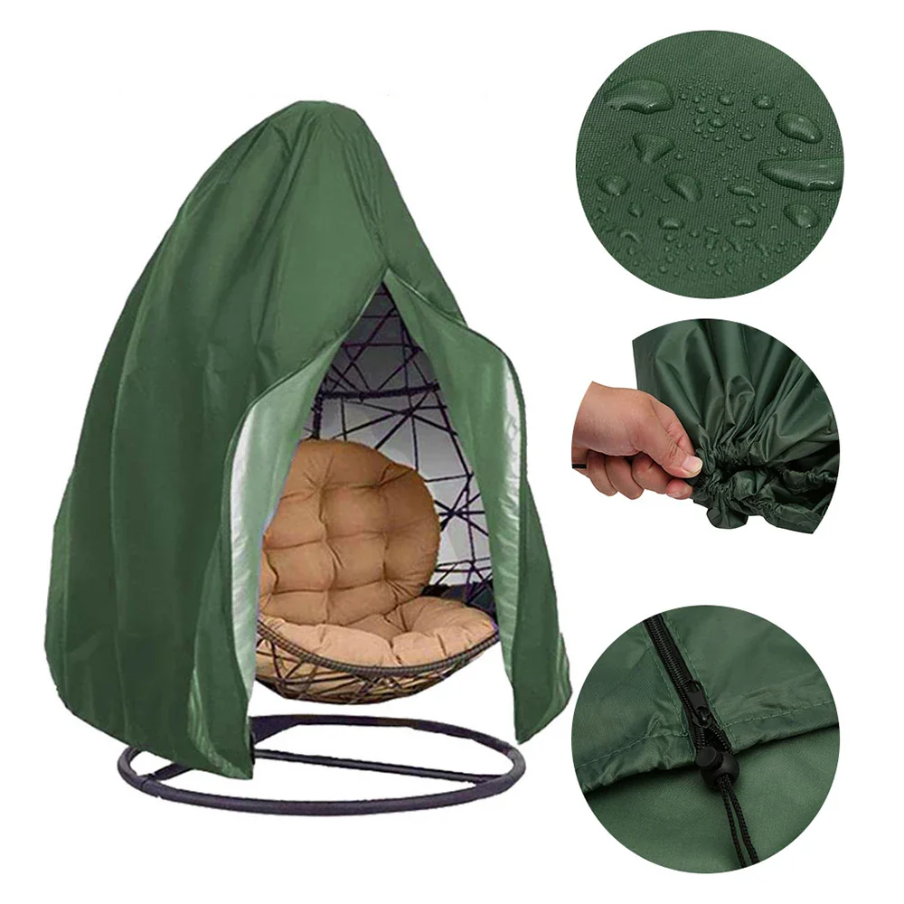 Black Patio Chair Cover Egg Swing Chair Waterproof Dust Cover Protector with Zipper Protective Case Outdoor Hanging Chair Cover - Image 9