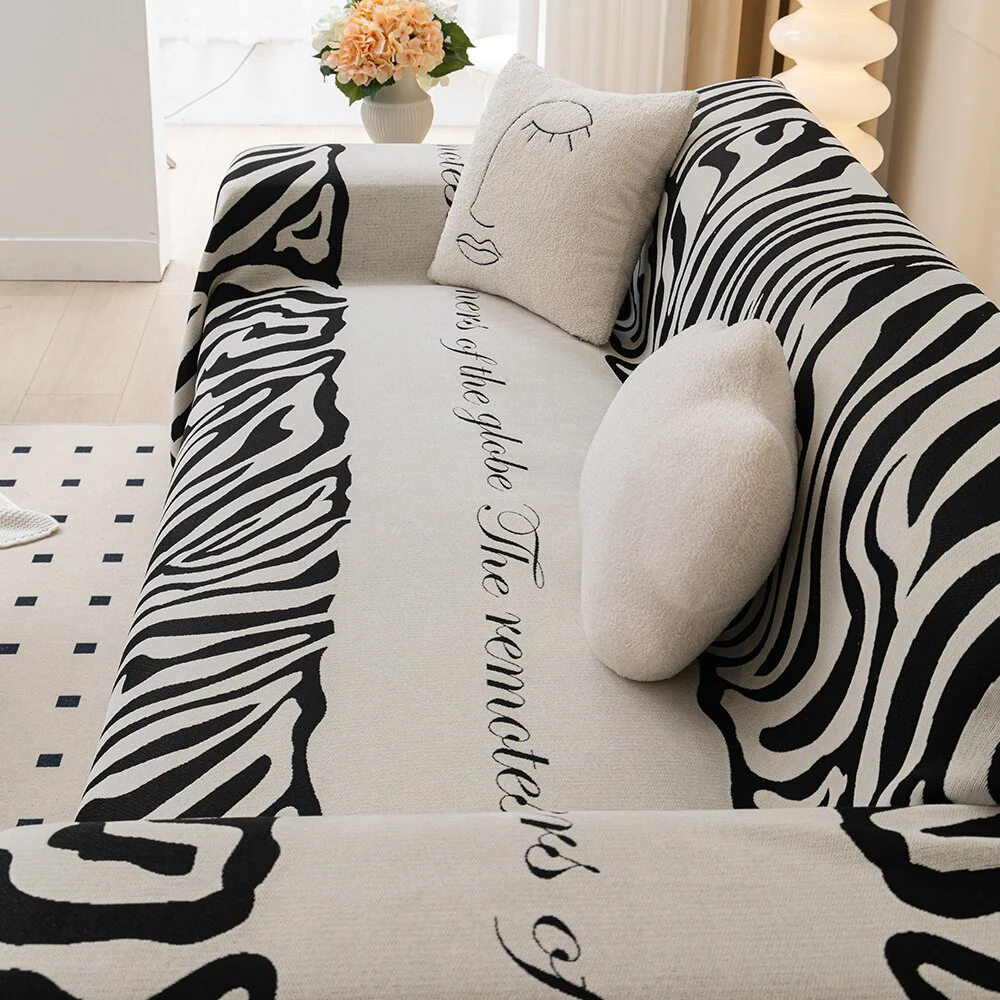 Cartoon Lines Print Sofa Throw Cover Chenille Sofa Towel Blanket Couch Cover Universal Anti-cat Scratch Sofa Blanket Room Decor - Image 4