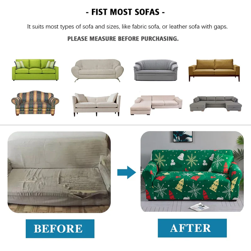 Christmas Sofa Cover for Living Room Elastic Chair Couch Cover Furniture Protector L shape Corner Sofa Need Order 2pieces Cover - Image 3