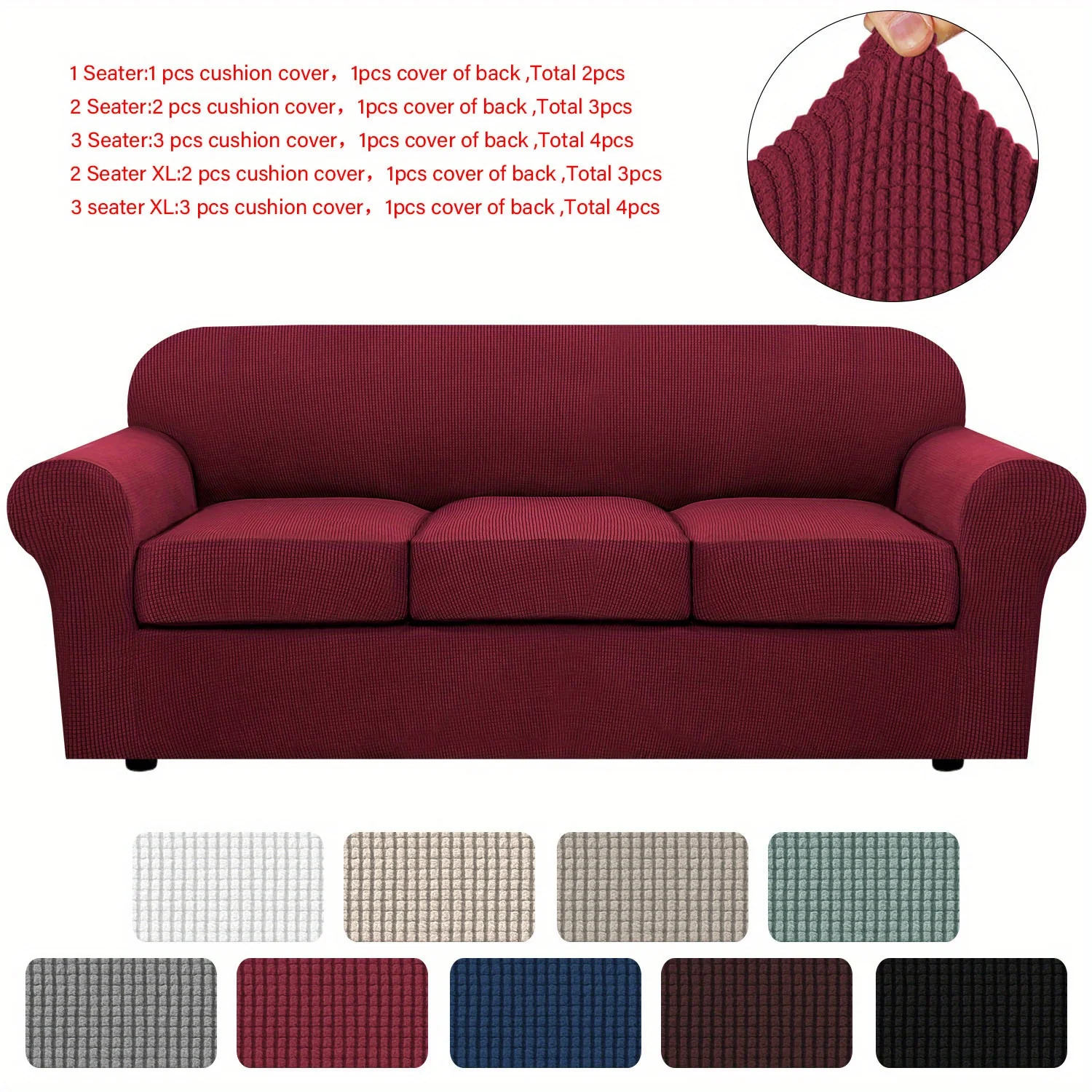 Couch Cover With Cushion Covers Checkered All-inclusive Elastic Sofa Slipcover Non-slip Sofa Cover Furniture Protector - Image 12