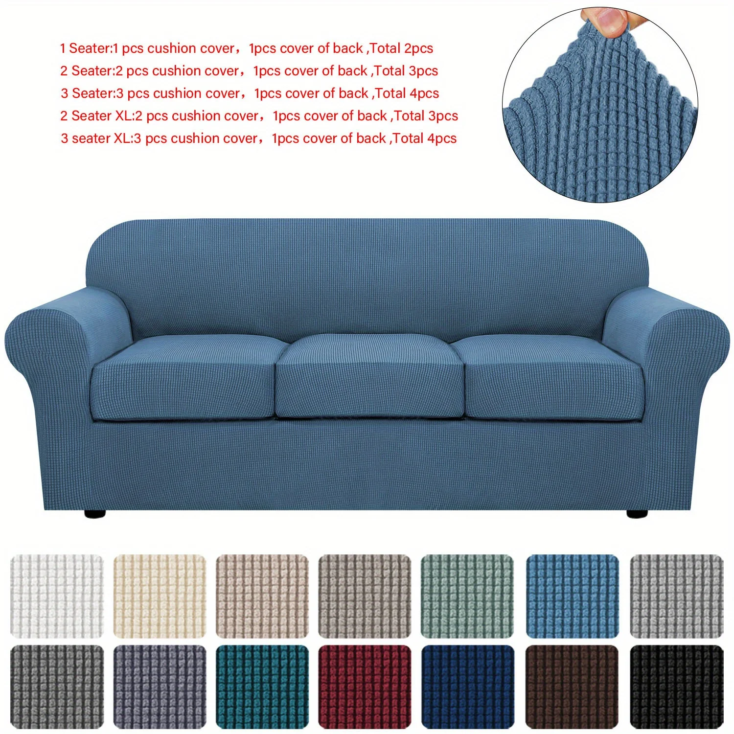 Couch Cover With Cushion Covers Checkered All-inclusive Elastic Sofa Slipcover Non-slip Sofa Cover Furniture Protector - Image 24