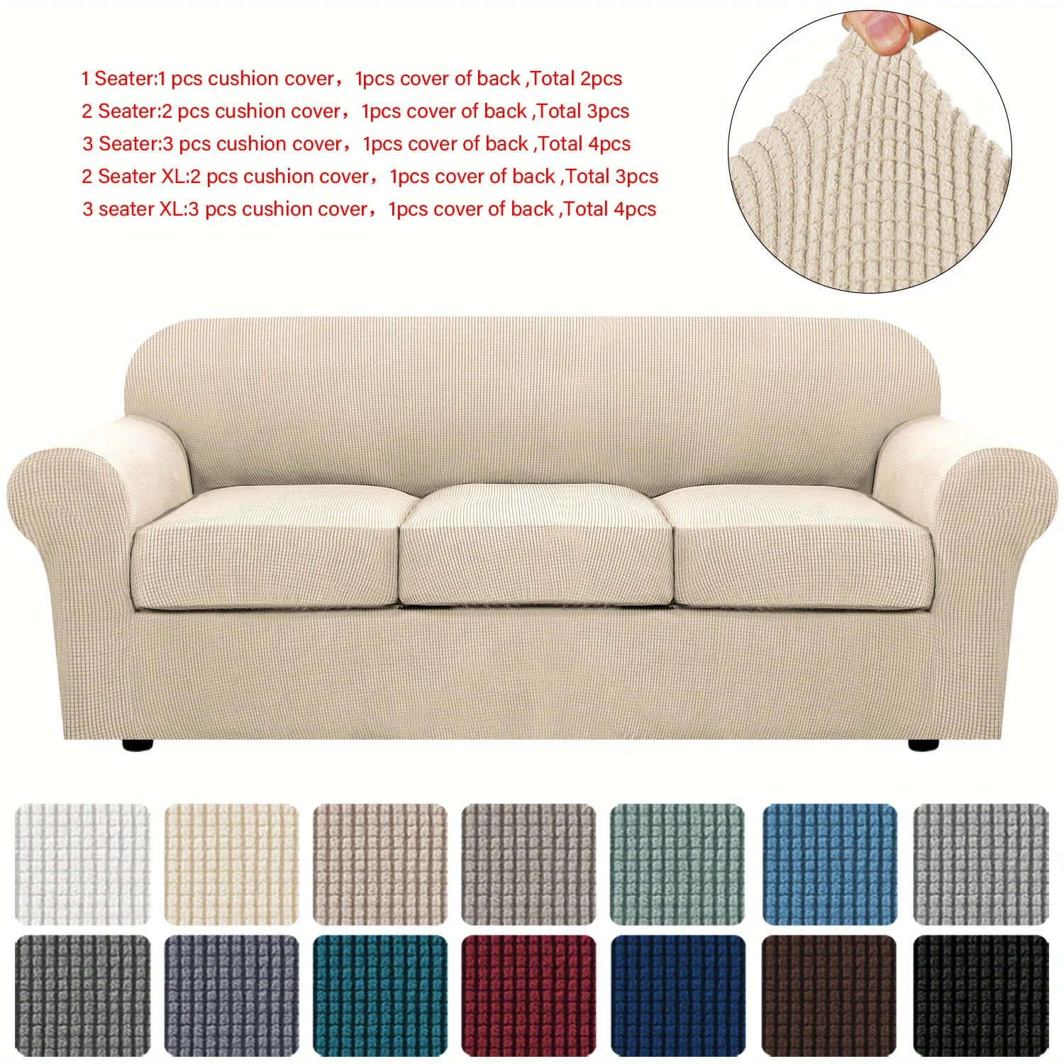 Couch Cover With Cushion Covers Checkered All-inclusive Elastic Sofa Slipcover Non-slip Sofa Cover Furniture Protector - Image 3