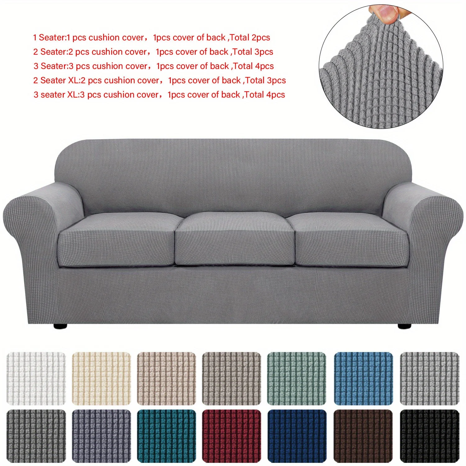 Couch Cover With Cushion Covers Checkered All-inclusive Elastic Sofa Slipcover Non-slip Sofa Cover Furniture Protector - Image 31