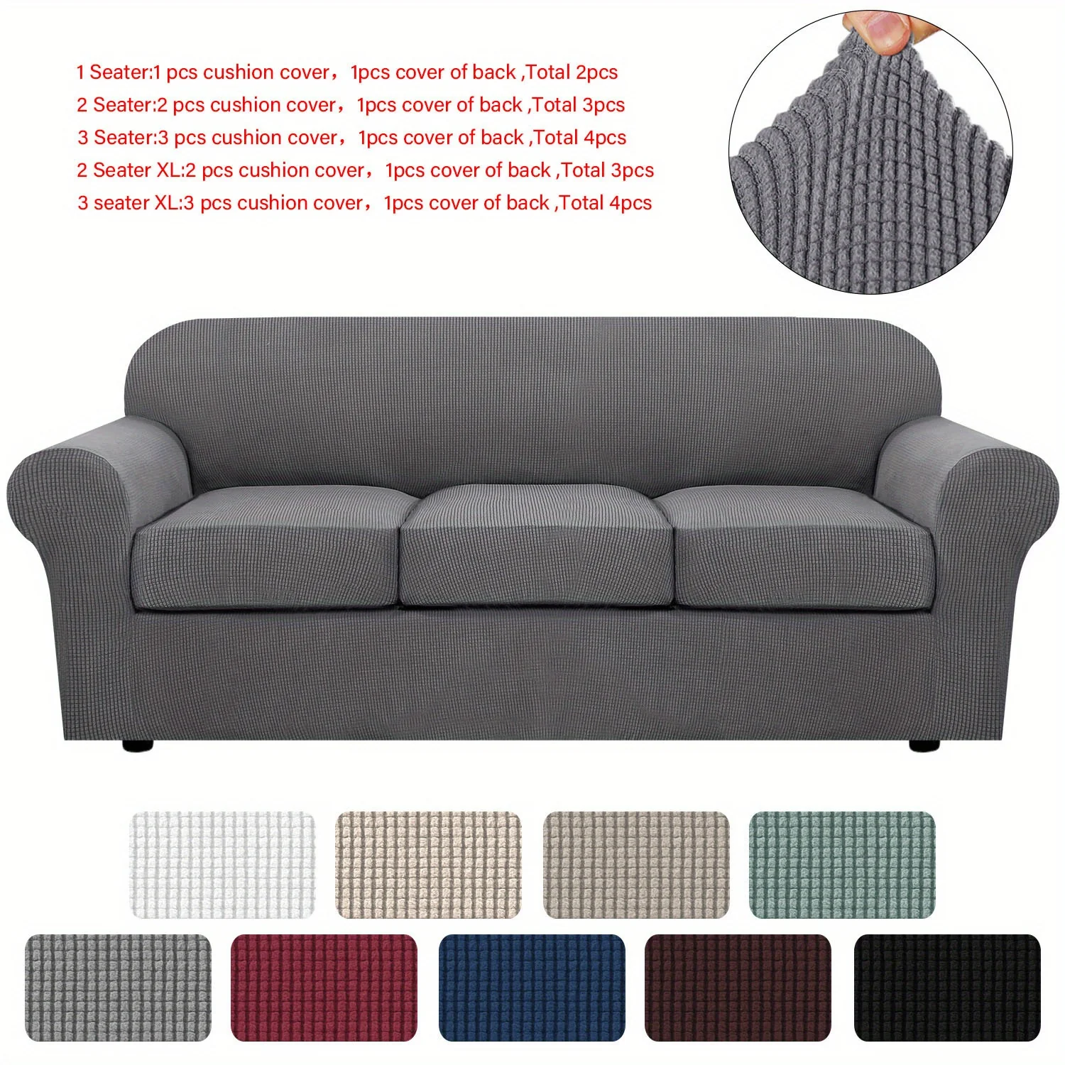 Couch Cover With Cushion Covers Checkered All-inclusive Elastic Sofa Slipcover Non-slip Sofa Cover Furniture Protector - Image 37
