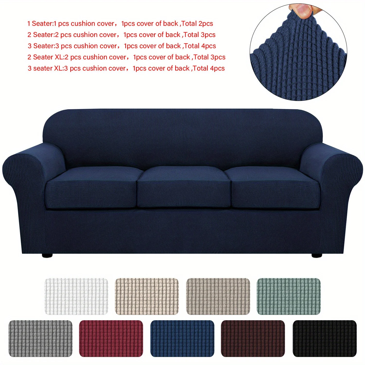 Couch Cover With Cushion Covers Checkered All-inclusive Elastic Sofa Slipcover Non-slip Sofa Cover Furniture Protector - Image 42