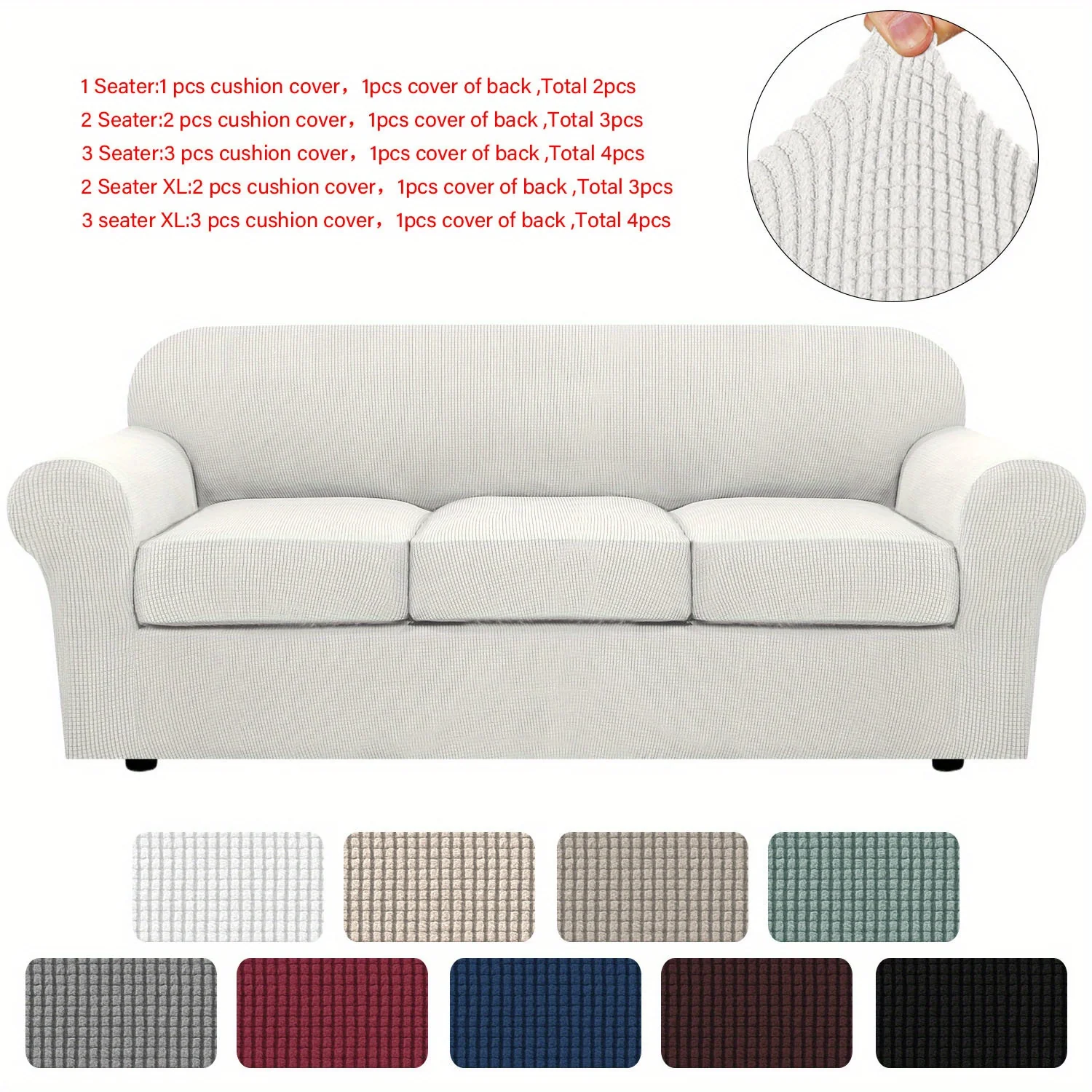 Couch Cover With Cushion Covers Checkered All-inclusive Elastic Sofa Slipcover Non-slip Sofa Cover Furniture Protector - Image 45