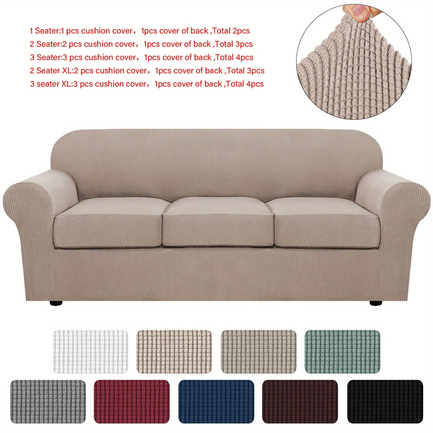 Couch Cover With Cushion Covers Checkered All-inclusive Elastic Sofa Slipcover Non-slip Sofa Cover Furniture Protector - Image 62