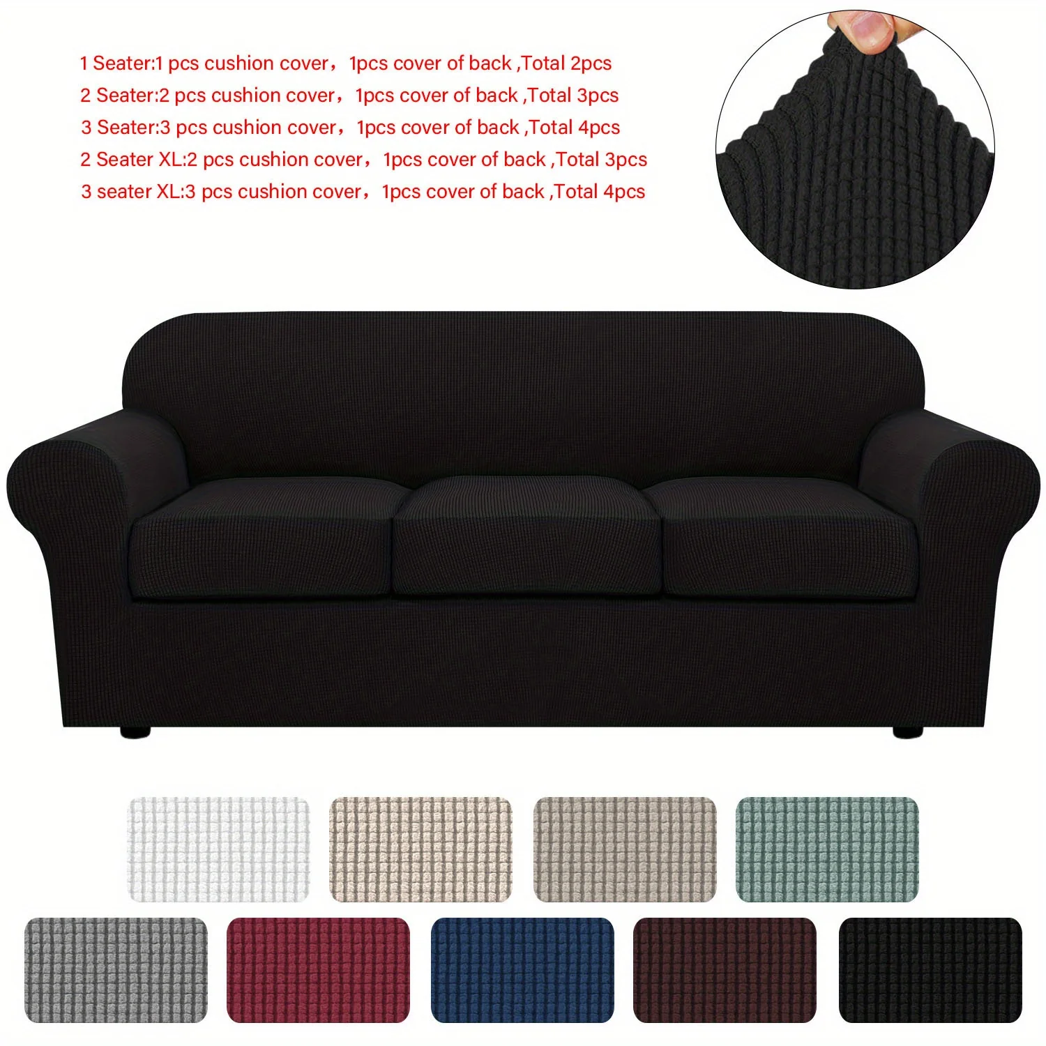 Couch Cover With Cushion Covers Checkered All-inclusive Elastic Sofa Slipcover Non-slip Sofa Cover Furniture Protector - Image 65