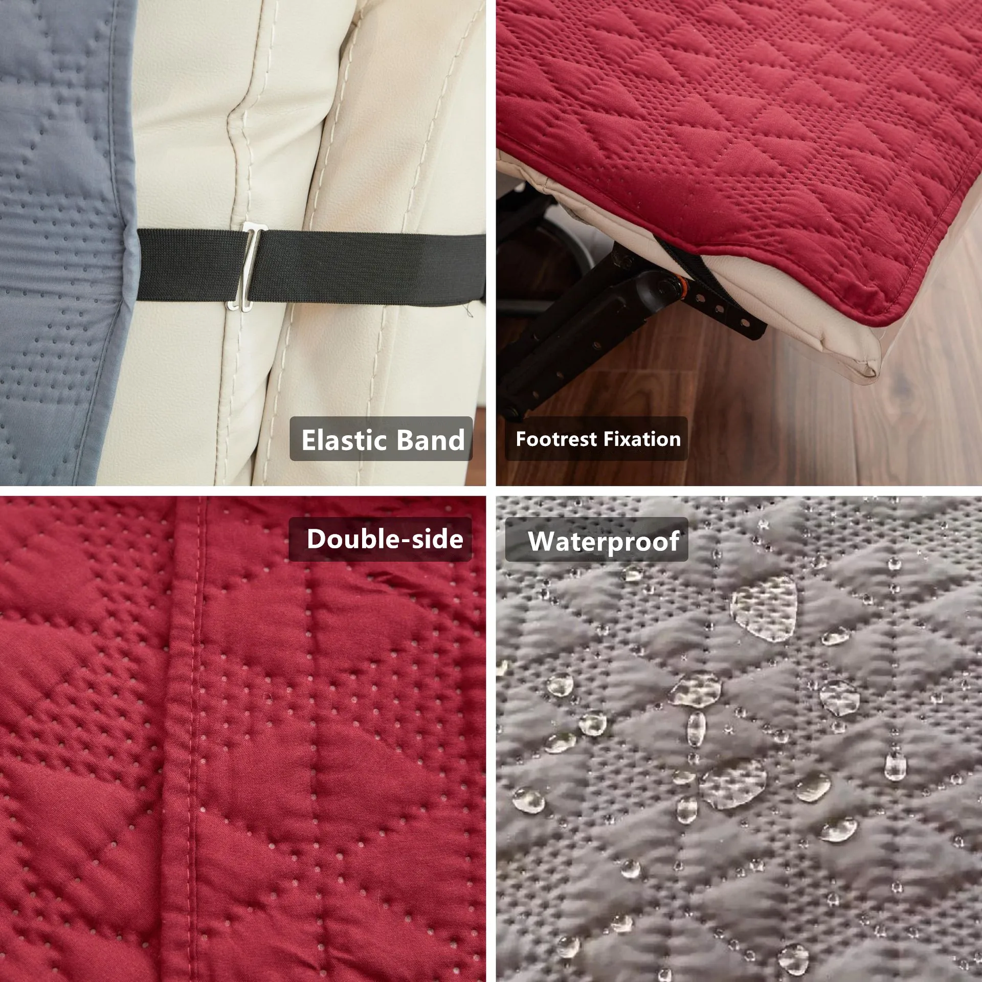 Double-side Waterproof Sofa Covers Dogs Pets Kids Recliner Anti-Slip Couch Recliner Chair Cover Removable Armchair Slipcover - Image 5