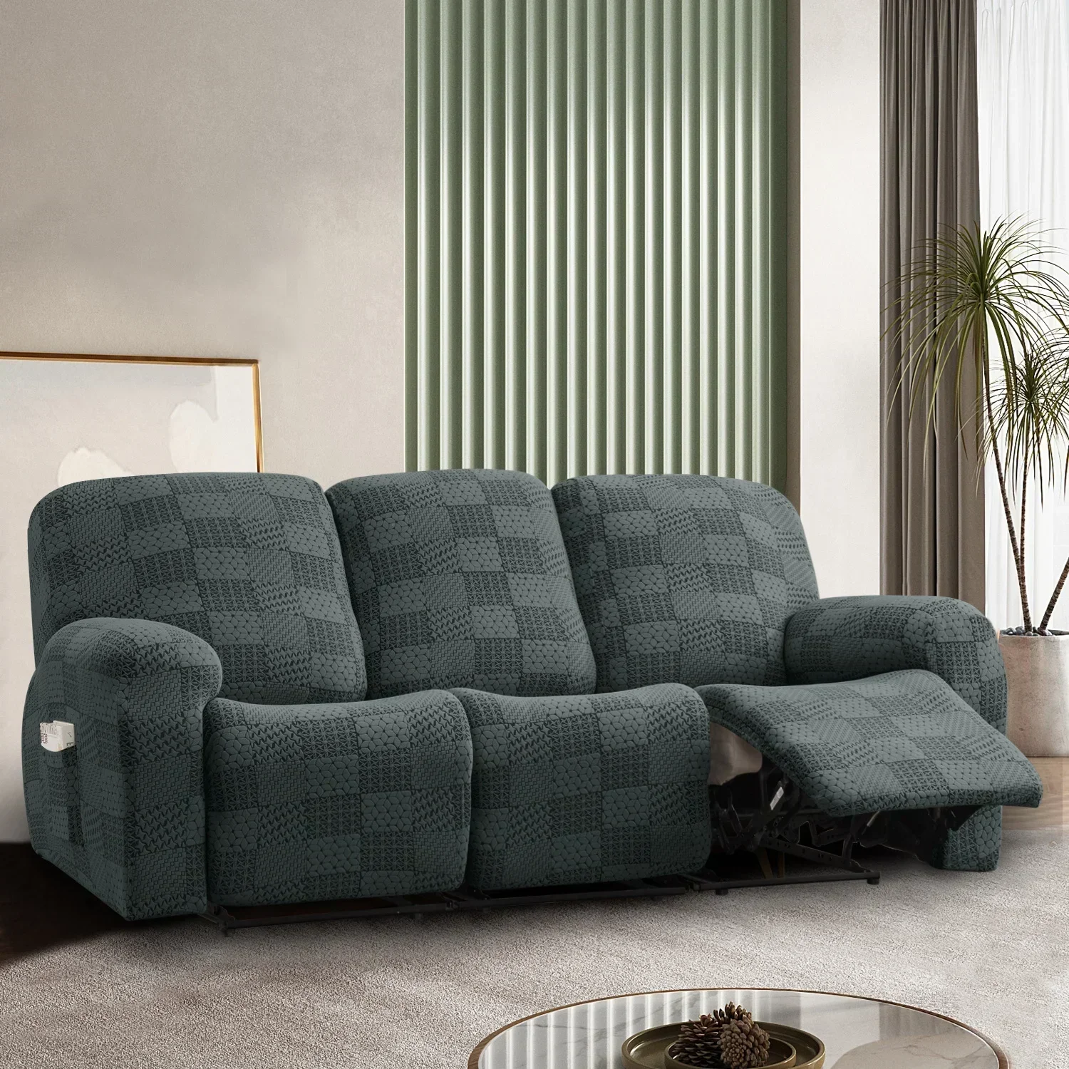 Elastic 2 Seater Recliner Sofa Coves Jacquard Stretch Spandex Lazy Boy Armchair Cover Recliner Furniture Protector Cases - Image 24