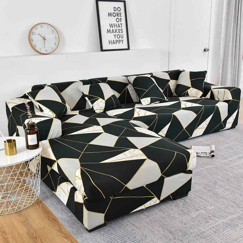 Elastic Sofa Cover Prints Sofa Cover Geometric Couch Cover Elastic Cover Pets Printed Flower Slipcovers Corner L Shaped Chaise Longue Sofa Slipcover - Image 18