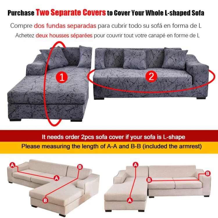 Elastic Sofa Cover Prints Sofa Cover Geometric Couch Cover Elastic Cover Pets Printed Flower Slipcovers Corner L Shaped Chaise Longue Sofa Slipcover - Image 3