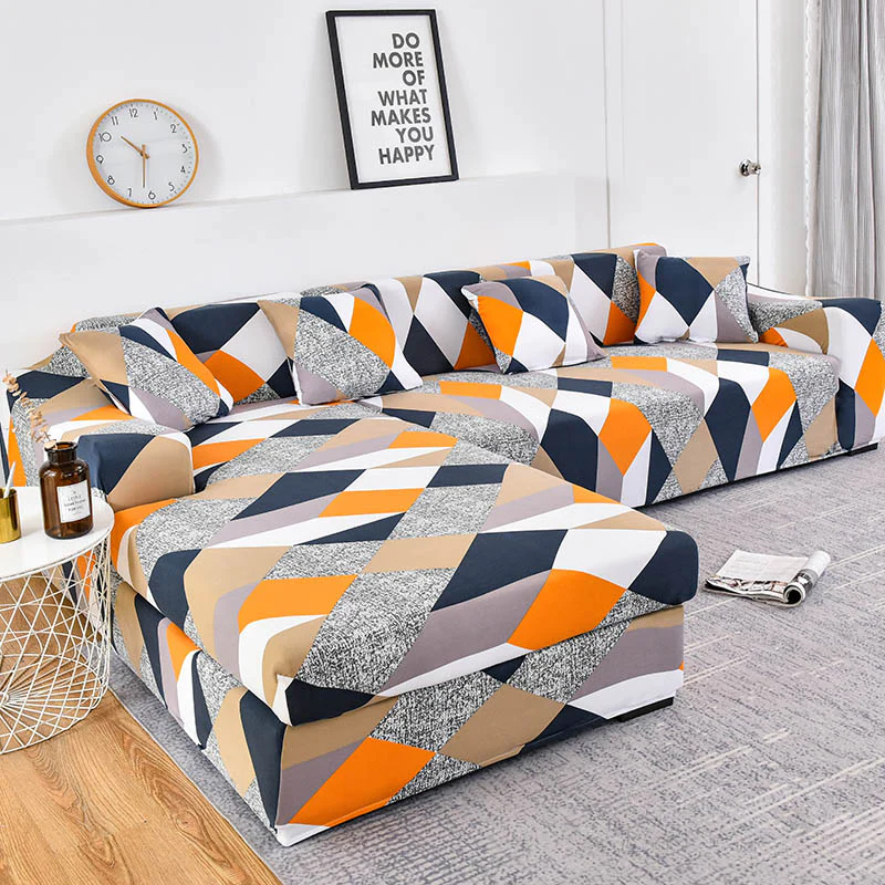 Elastic Sofa Cover Prints Sofa Cover Geometric Couch Cover Elastic Cover Pets Printed Flower Slipcovers Corner L Shaped Chaise Longue Sofa Slipcover - Image 30