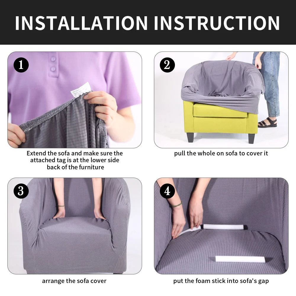 Elastic Tub Chair Cover Bathtub Armchair Sofa Cover Dustproof Protector Washable Furniture Slipcover Quality Hotel Home Polyester Seat Cover - Image 5