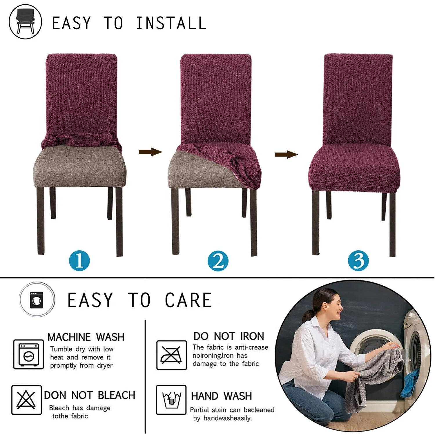 Elastic Waterproof Chair Covers Dining Room Jacquard Spandex Cover For Chair Adjustable Chairs Covers 1/2/4/6 Pieces - Image 3