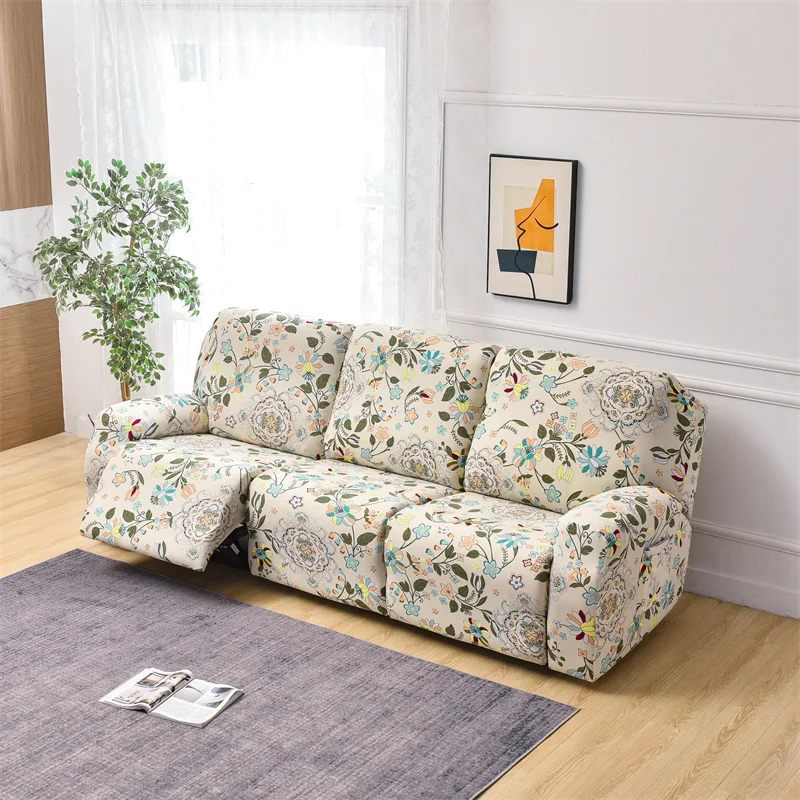 Floral Recliner Sofa Covers Elastic Reclining Chair Cover Lazy Boy Armchair Protector Slipcover 1 2 3 Seat - Image 4