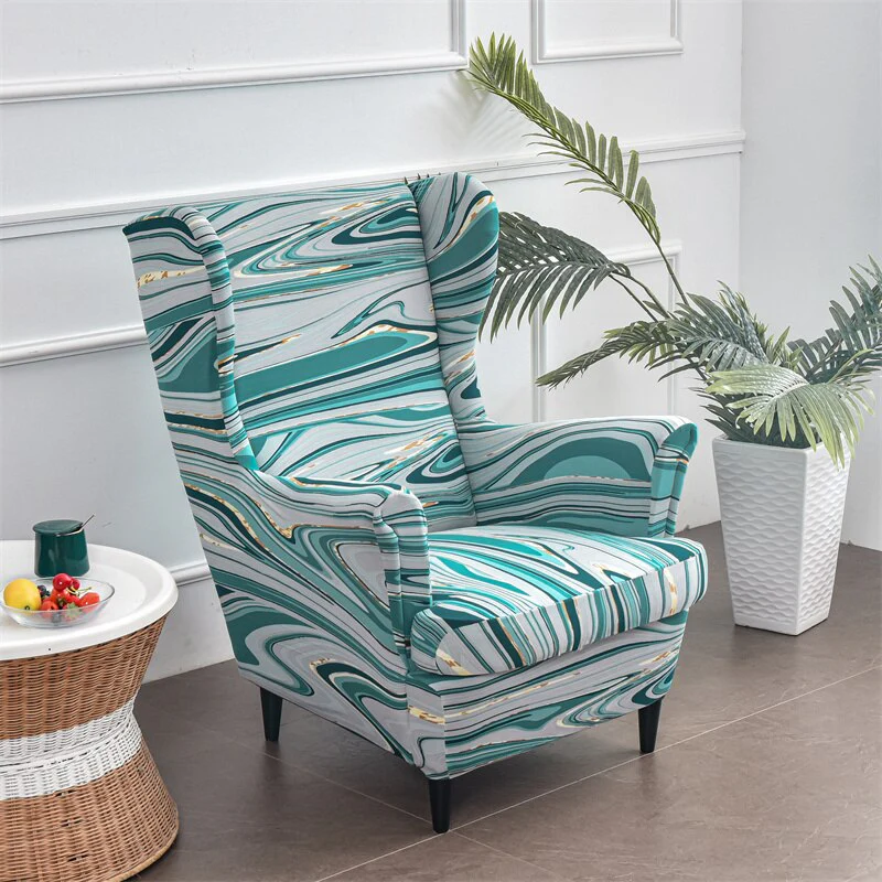 Floral Wing Chair Cover Sloping King Back Armchair Covers Elastic Armchair Slipcover Wingback Sofa Back Chair Cover Slipcovers - Image 7