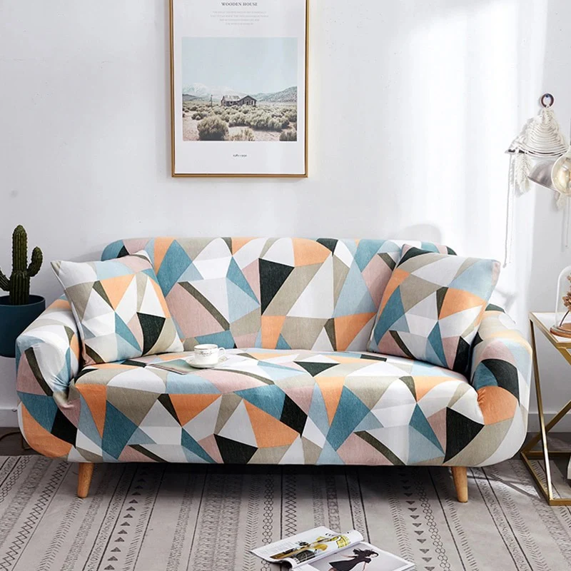 Geometry Plaid Sofa Cover Slipcovers Stretch Printed Flower Elastic Sofa Covers for Living Room Elastic Couch Chair Cover Sofa Towel 1/2/3/4-seater - Image 14
