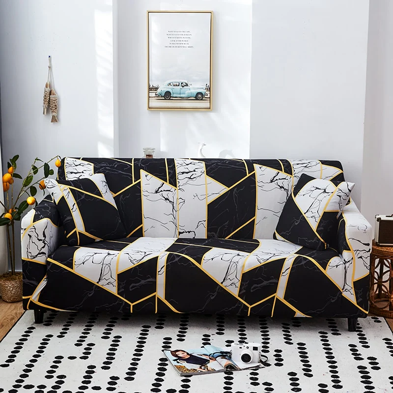 Geometry Plaid Sofa Cover Slipcovers Stretch Printed Flower Elastic Sofa Covers for Living Room Elastic Couch Chair Cover Sofa Towel 1/2/3/4-seater - Image 17