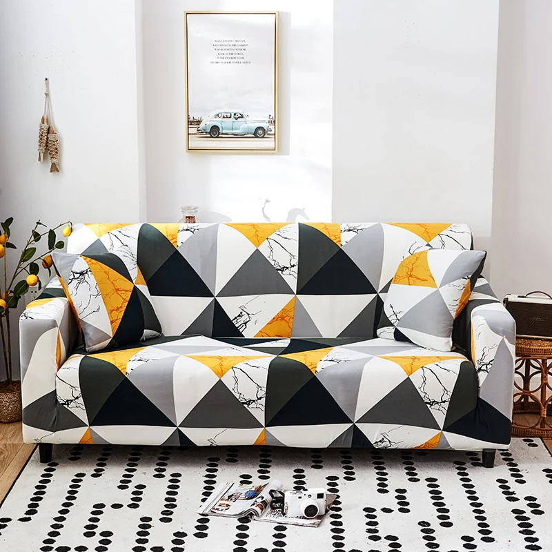 Geometry Plaid Sofa Cover Slipcovers Stretch Printed Flower Elastic Sofa Covers for Living Room Elastic Couch Chair Cover Sofa Towel 1/2/3/4-seater - Image 7