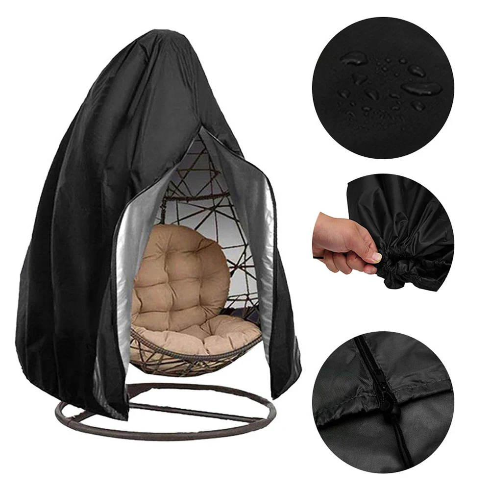 Hanging Egg Chair Cover with Zipper Anti UV Sun Protector Outdoor Garden Swing Egg Chair Waterproof Rattan Seat Furniture Cover - Image 7