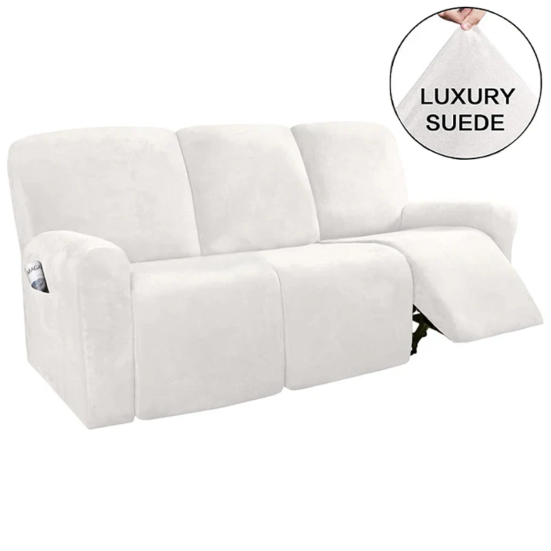 High Grade 3 Seat Recliner Sofa Chair Cover Velvet Recliner Covers Armchair Non-slip Relax Armchair Cover Elastic Suede Couch Chair Protector - Image 11